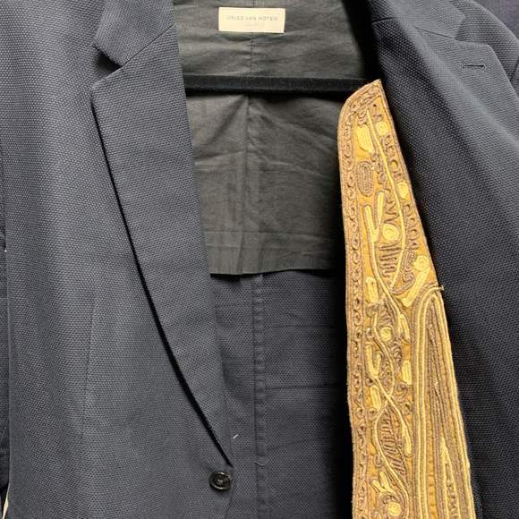 DRIES VAN NOTEN Chest Navy Gold Embellishment Cotton Sport Coat - Picture 7 of 7